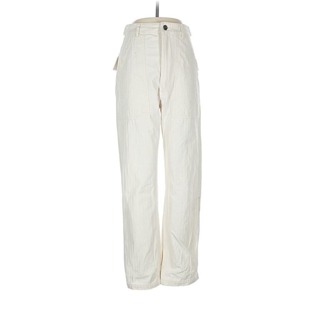 P&CO White Utility Cotton Straight Leg Pants UK 8 US 4